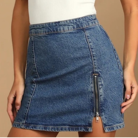 Free People We The Free Midgnight Magic Denim Skirt Sz 4 - Picture 2 of 10